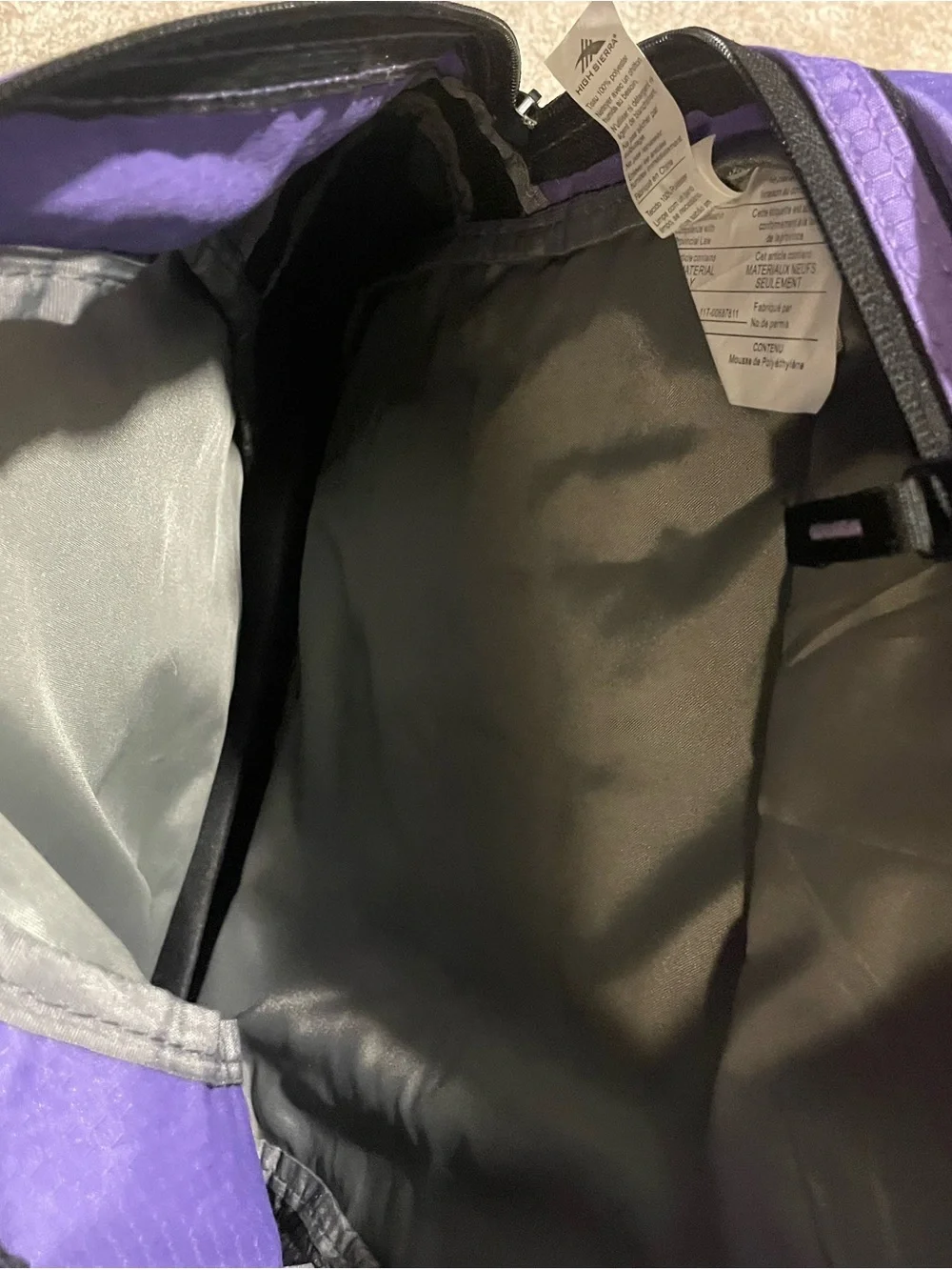 High Sierra Purple and Black Backpack - Durable Unisex Packpack w many pockets